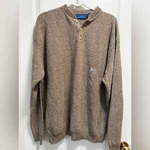 NWT Jeffrey Gregg Boutique Long Sleeve Textured Brown Henley Shirt Men’s XL